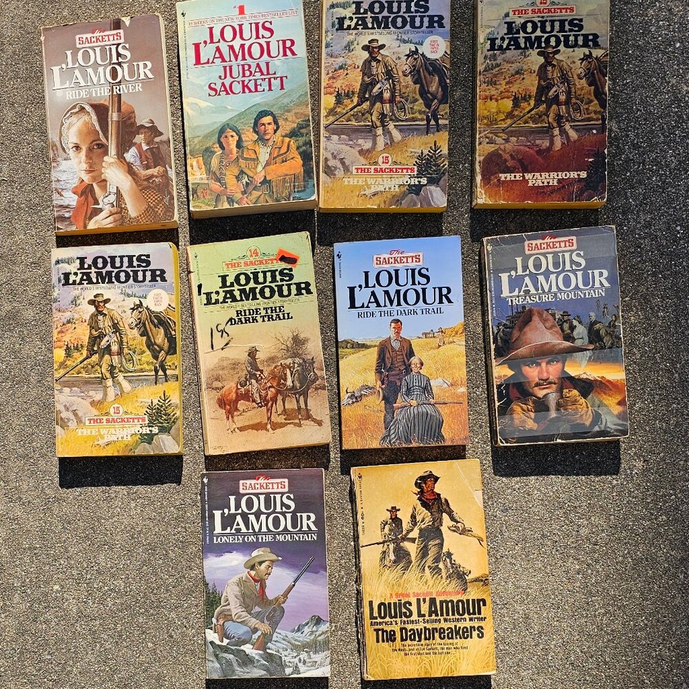 Bundle of 10 Vintage Louis Lamour Sackets Paperback Books